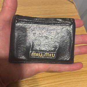 Miu Miu Metallic Black Card Holder